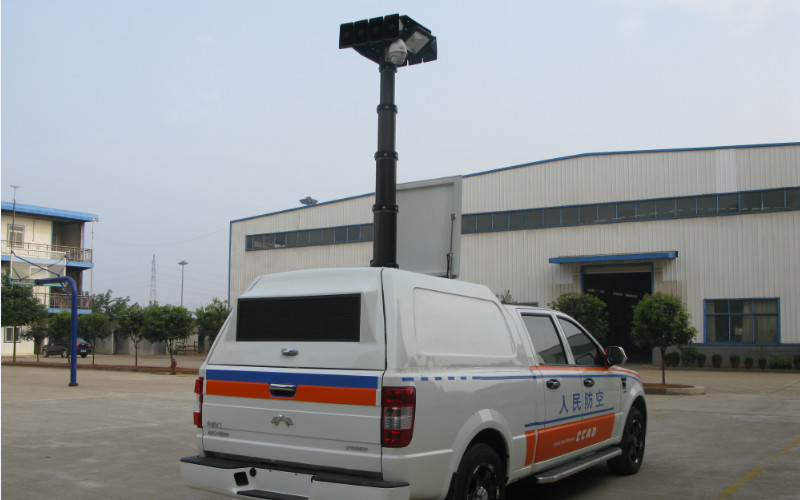 移动式防空警报车采用皮卡底盘改装载升降报警系统用于人防报