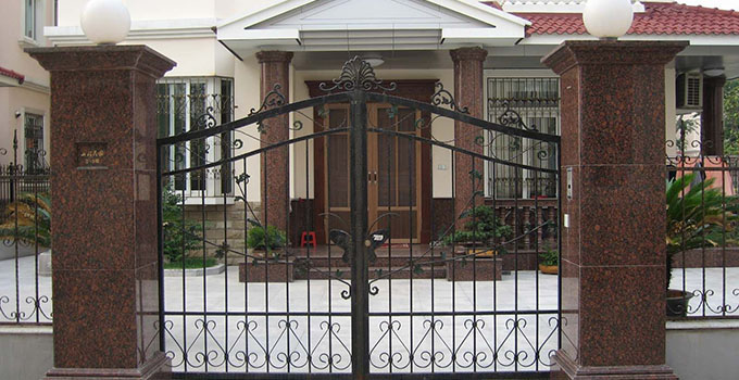 大理石柱子安装安徽庭院门柱加工花岗岩立柱