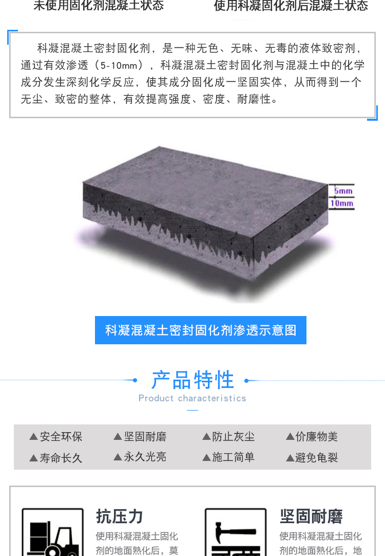 厂家直销混凝土密封固化剂 科凝锂基混凝土密封固化剂 水泥硬化剂