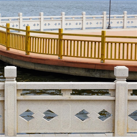 福建石材栏杆 花岗岩河道防护围栏 河堤汉白玉石栏杆