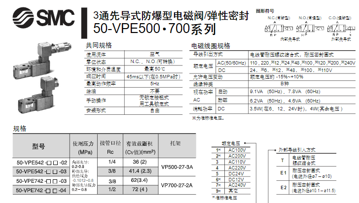 乾拓售;50-VPE742R-5TD-04A 进口SMC防爆型5通电磁阀