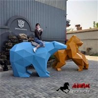 不锈钢切面熊雕塑 切面动物不锈钢雕塑加工定制