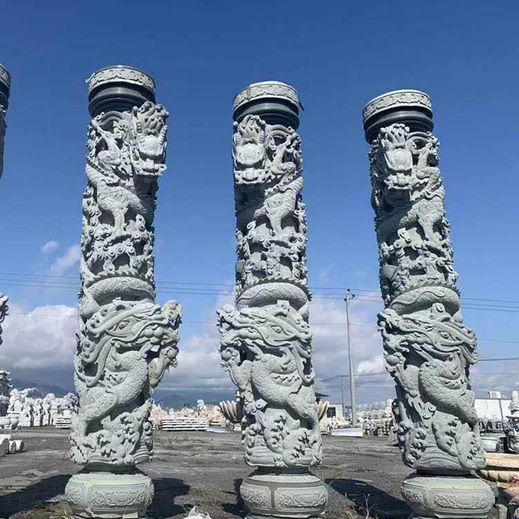 供应深浮雕石龙柱云石加工定制青石石龙柱免费设计华表石龙柱欢迎选购