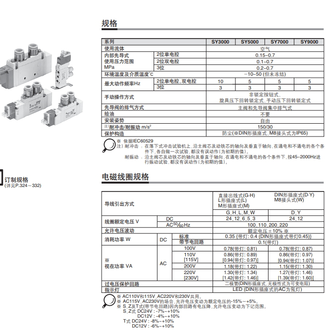 SMC电磁阀SY9120-5DD-03，相关说明书