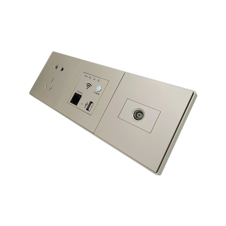 酒店连体轻触开关面板床头二开双控五孔插座铝拉丝按键刻字定制做