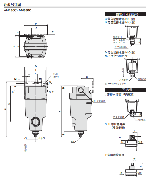 油雾分离器AM550C-06BD-R，SMC的接管尺寸