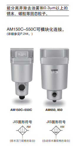 油雾分离器AM550C-06BD-R，SMC的接管尺寸