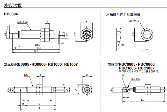 日本进口smc液压缓冲器RB0806，选上海乾拓