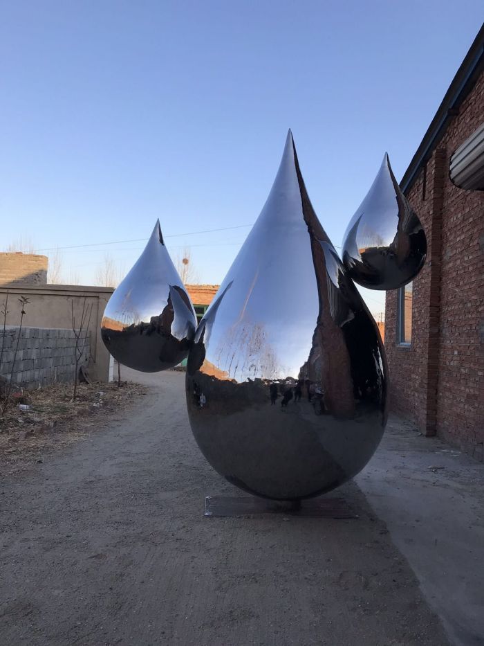 上海康大雕塑 大型不锈钢水滴雕塑 步行街商场水景装饰小品