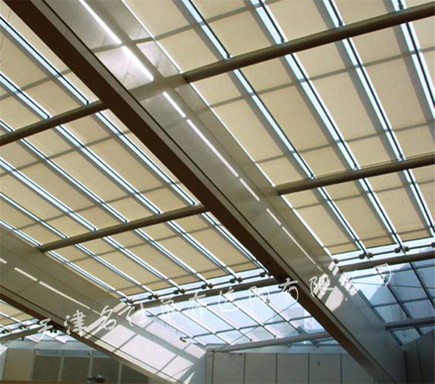 石家庄电动遮阳蓬天棚帘阳光房采光顶室内遮阳帘厂家定制