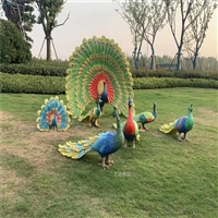 玻璃钢孔雀雕塑 仿真孔雀雕塑 公园绿地动物雕塑