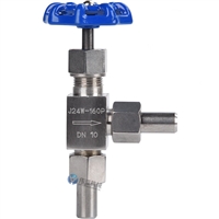 不锈钢角式针型阀，J24W-160P手动直角式高压截止阀