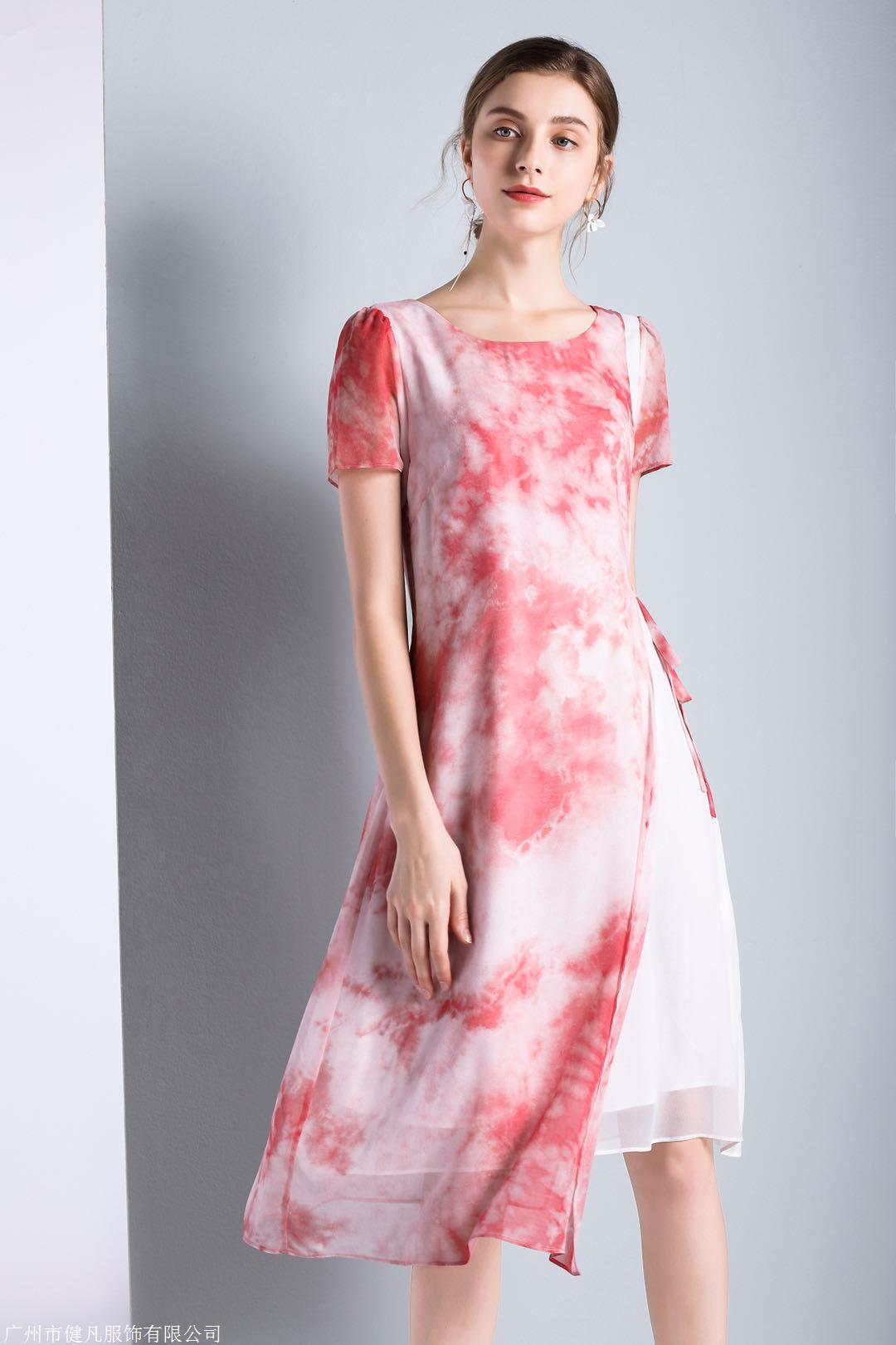 可可桑晨夏装 成熟知性女装货源 真丝连衣裙 桑蚕丝女裙批发