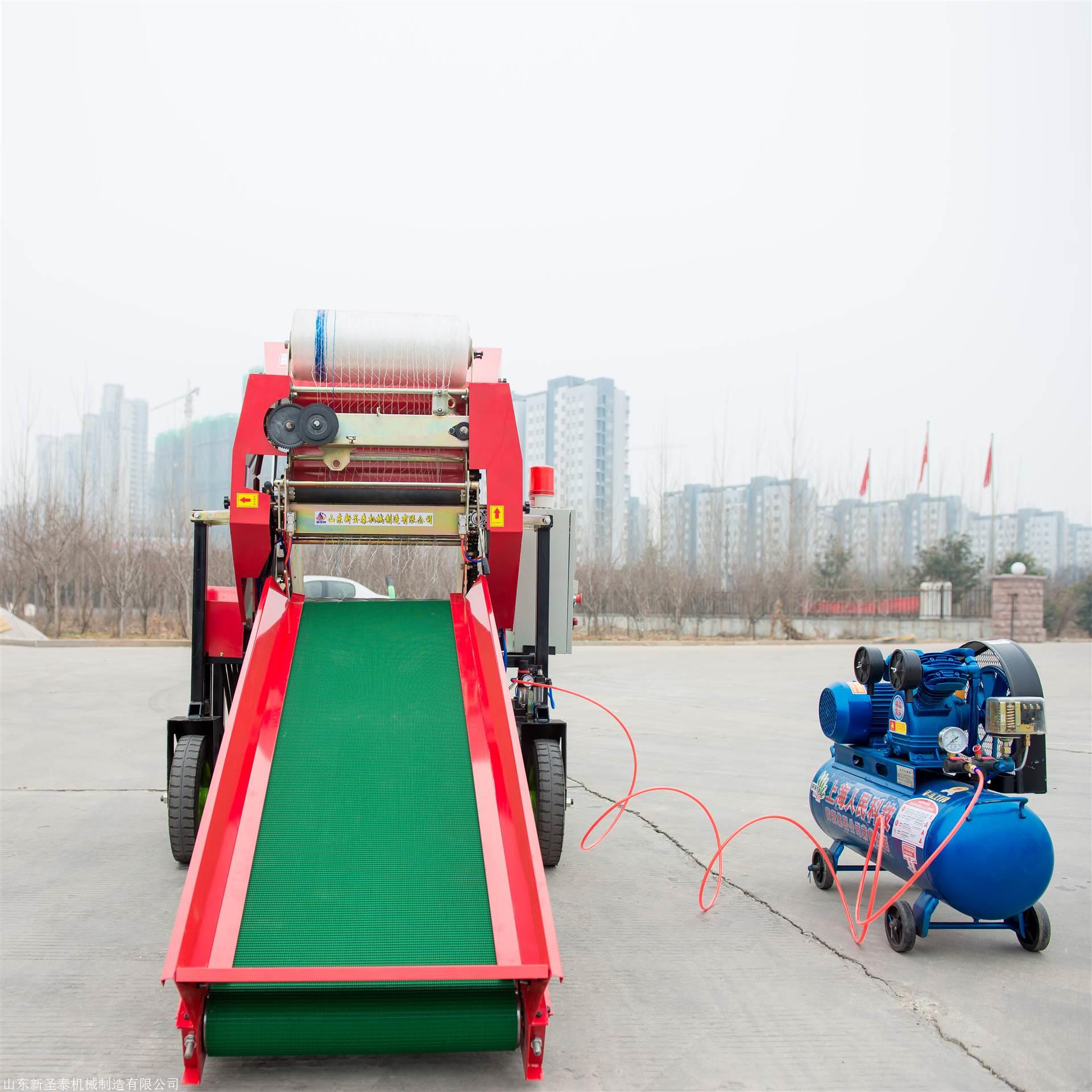 全自动打捆包膜机视频 青贮饲料打捆包膜机 圆捆青储打包机现货