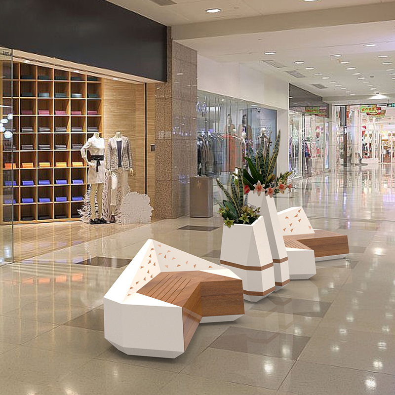 玻璃钢坐凳创意花器组合切面商场座椅公共休息区凳子美陈长椅