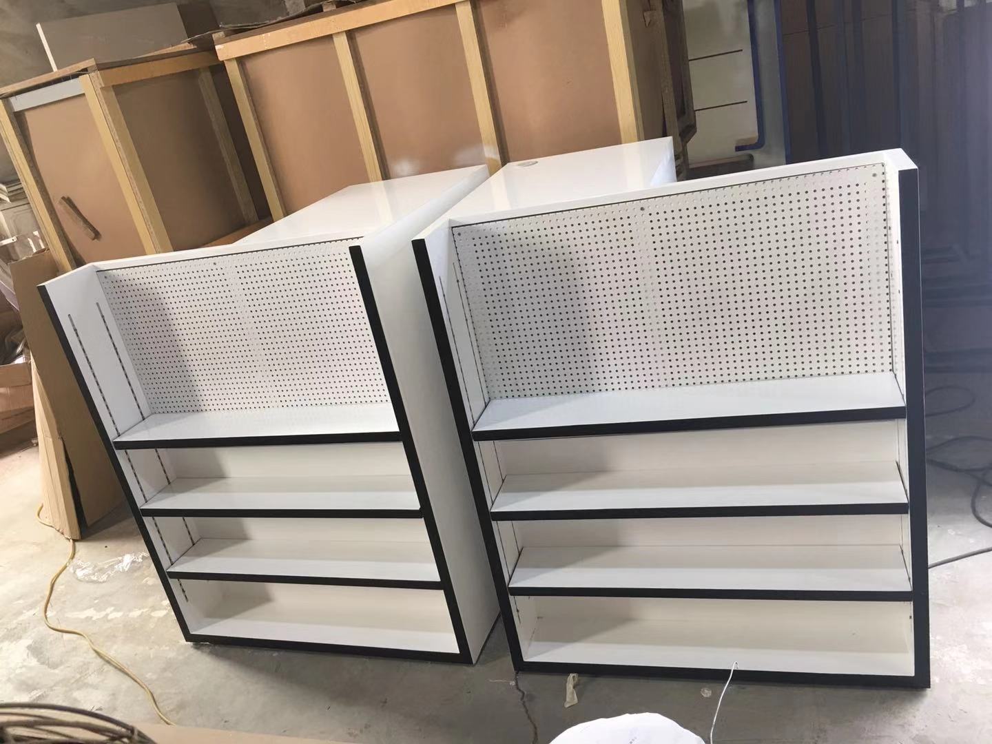 定制中岛流水台男士皮具店烤漆靠墙货柜烤漆展柜