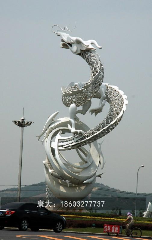 不锈钢大型抽象龙雕塑 创意动物中国龙金属雕塑摆件