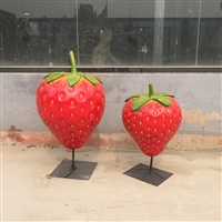 草莓雕塑，玻璃钢仿真水果雕塑