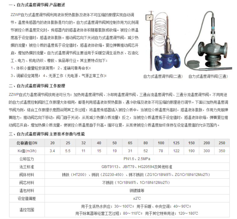 厂家直销沈高阀门云南总代理 ZZWP ZZWM自力式温度调节阀