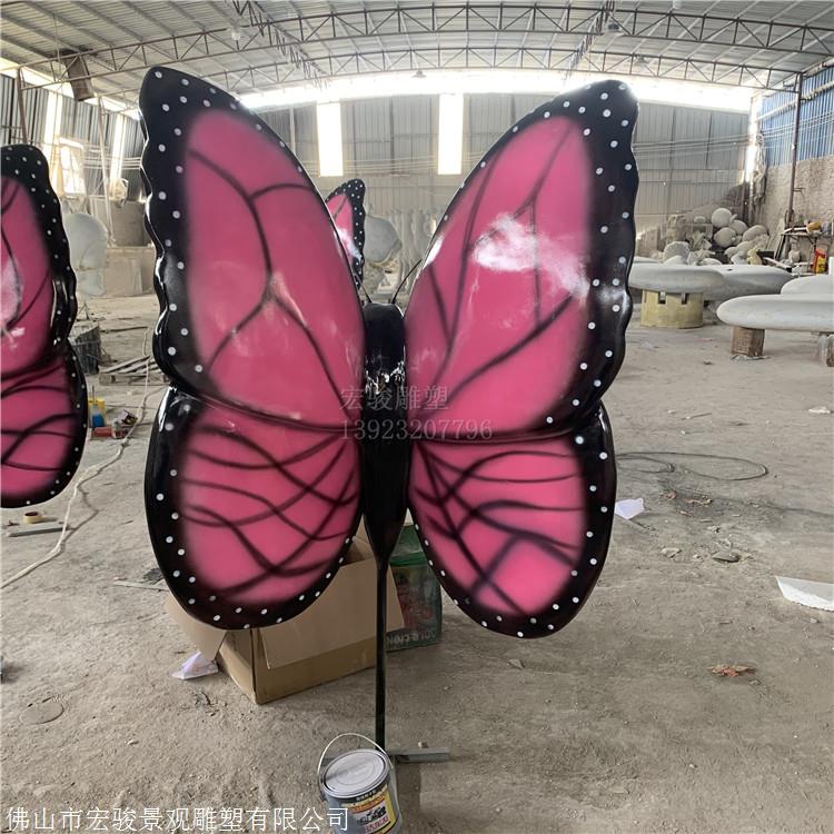 七彩蝴蝶雕塑 广州玻璃钢卡通蝴蝶造型