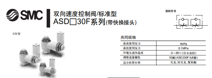 新款SMC速度控制阀AS-FPG，中文系列资料