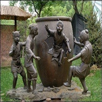 司马光砸缸儿童雕塑 铸铜人物定制 纯铜公园摆件