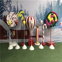 荷城彩虹糖果雕塑 玻璃钢棒棒糖雕塑 商业装饰