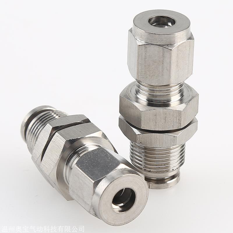 304316不锈钢卡套快插直通穿板接头