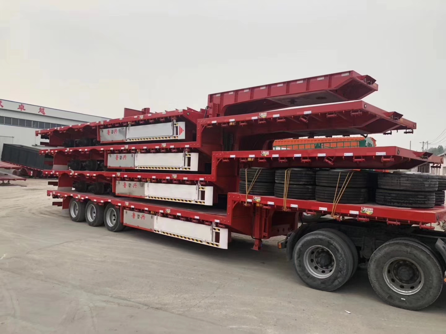 8米低平板半挂车 八米平板工程运输半挂车