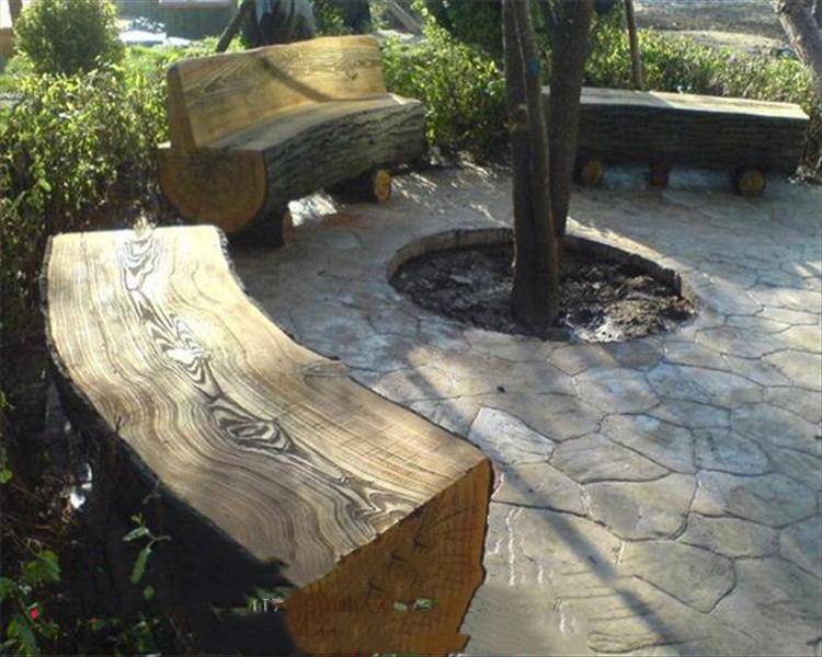 厂家生产水泥制品公园座椅仿木生态座椅支持各种样式定制