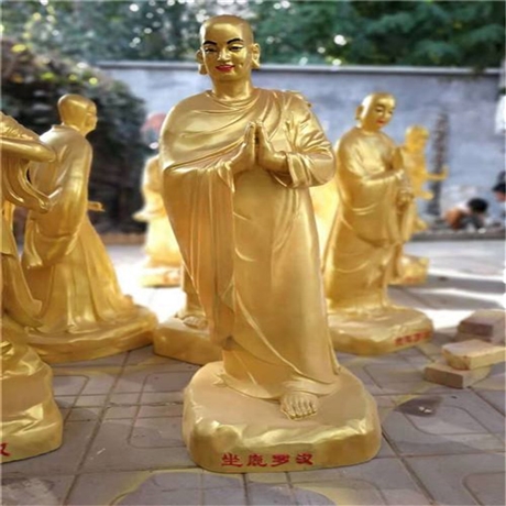寺庙十八铜罗汉雕塑 贴金彩绘罗汉铜雕 铜佛像定制