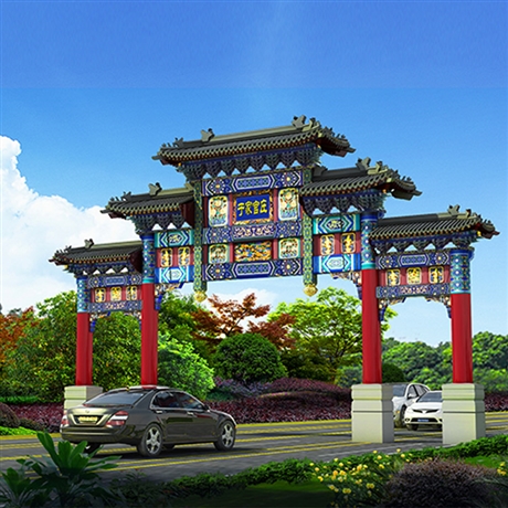 仿古牌楼 古建牌坊牌楼 园林景观门楼设计方案