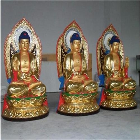 寺庙西方三圣佛雕塑 景观铜佛像摆件 世隆制作