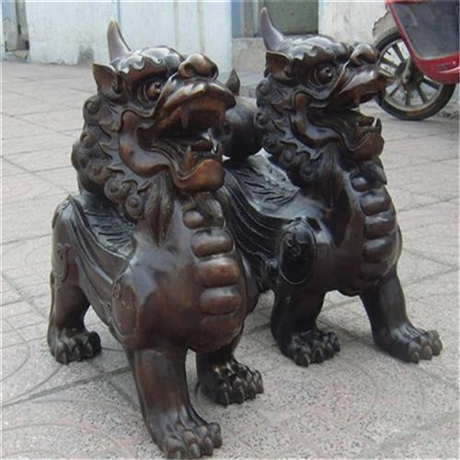 招财神兽纯铜独角兽摆件 景观园林瑞兽铜雕塑 世隆雕塑