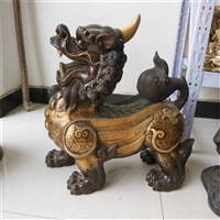 办公室铜貔貅摆件 酒店摆放小件貔貅铜雕 来图定制铜铸貔貅