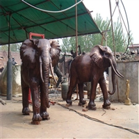 紫铜动物大象雕塑 企业门口铜雕摆件 商业街主题雕塑