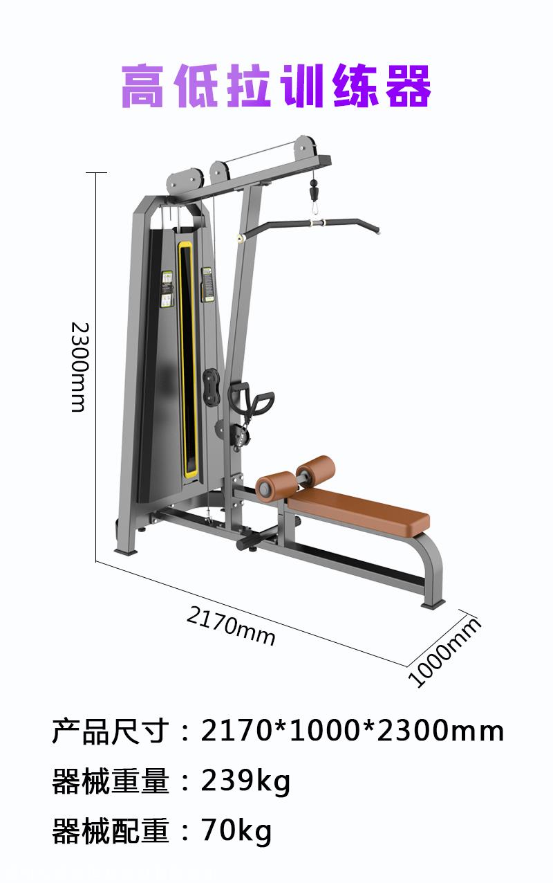 力康来 大型高位下拉背肌训练器械 必确插片双功能力量健身器材