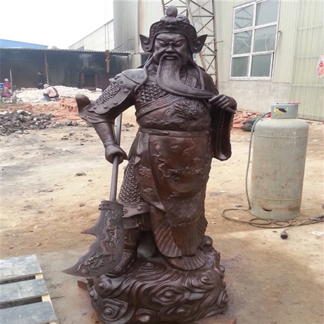 商业店铺供奉关羽摆件 古代人物雕塑摆件 铜关公来图制作