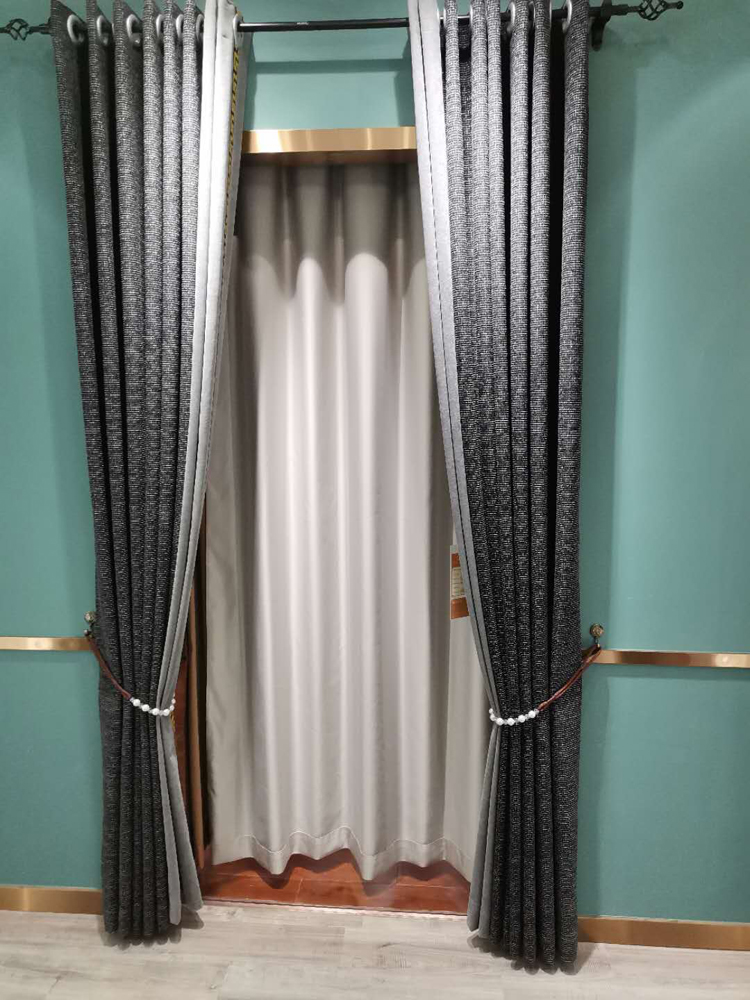 窗帘批发 深色黑色窗帘 回形纹花边窗帘