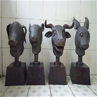 十二生肖动物雕塑 景区铜摆件 公园兽头铜雕装饰
