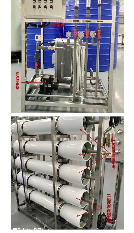 500升纯化水1组模块edi二级超纯水设备去离子装置双级反渗透设