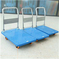 手推车河南塑料平板手推车 静音小车900*600 300kg 现货供应 批发