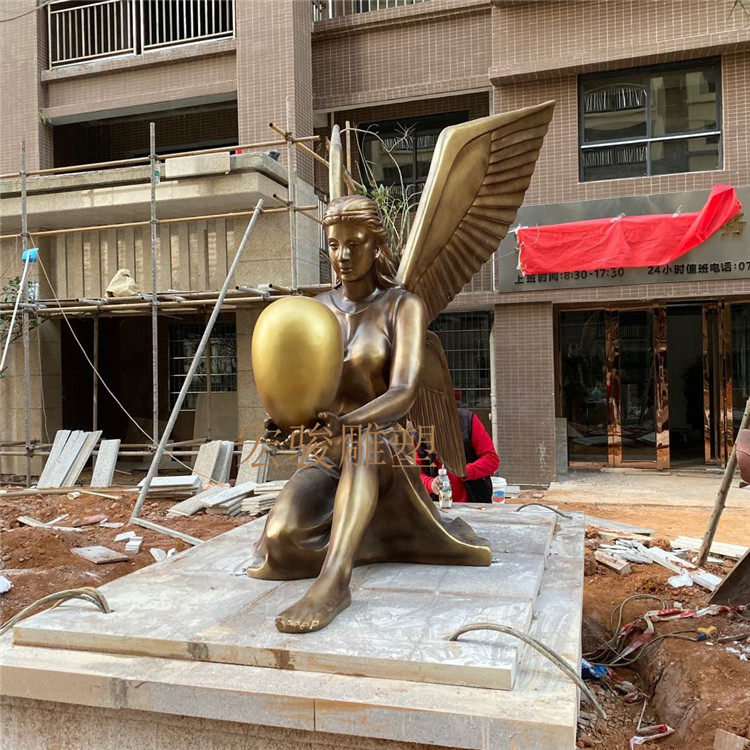 坐姿天使人物雕塑 户外公园仙女雕塑 西式雕像