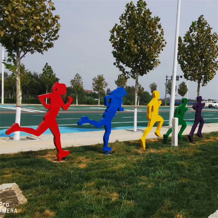 不锈钢运动人物剪影雕塑 体育运动主题雕塑