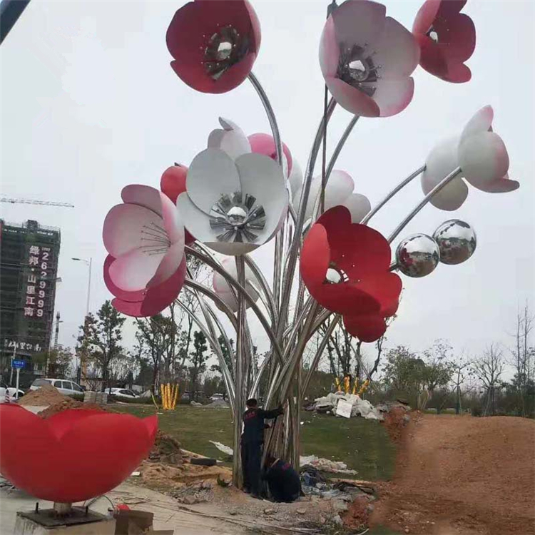 不锈钢花朵雕塑 大型景观花朵不锈钢雕塑