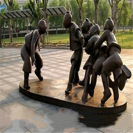 民俗儿童人物纯铜雕塑 嬉戏追逐主题雕塑 校园铜雕摆件