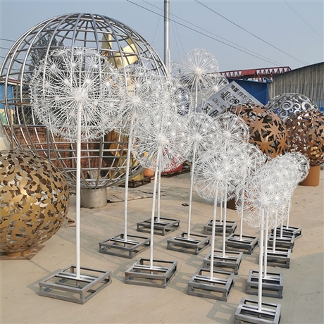 不锈钢蒲公英雕塑，仿真蒲公英不锈钢雕塑