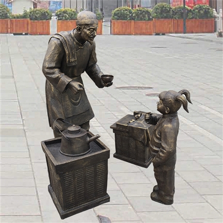 小商贩雕塑，街边小吃摊民俗人物雕塑小品
