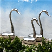 镜面不锈钢天鹅雕塑 抽象天鹅不锈钢雕塑加工