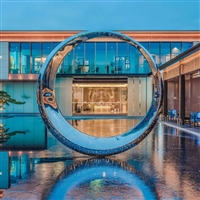 镜面不锈钢圆环雕塑 月亮不锈钢雕塑